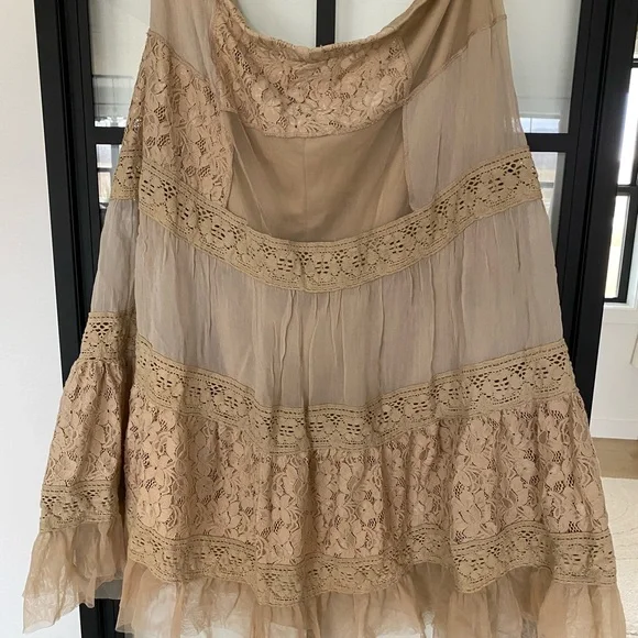 Vintage My Michelle Maxi Skirt boho cottage coreFloral Lace Patchwork Women's L - Picture 6 of 12